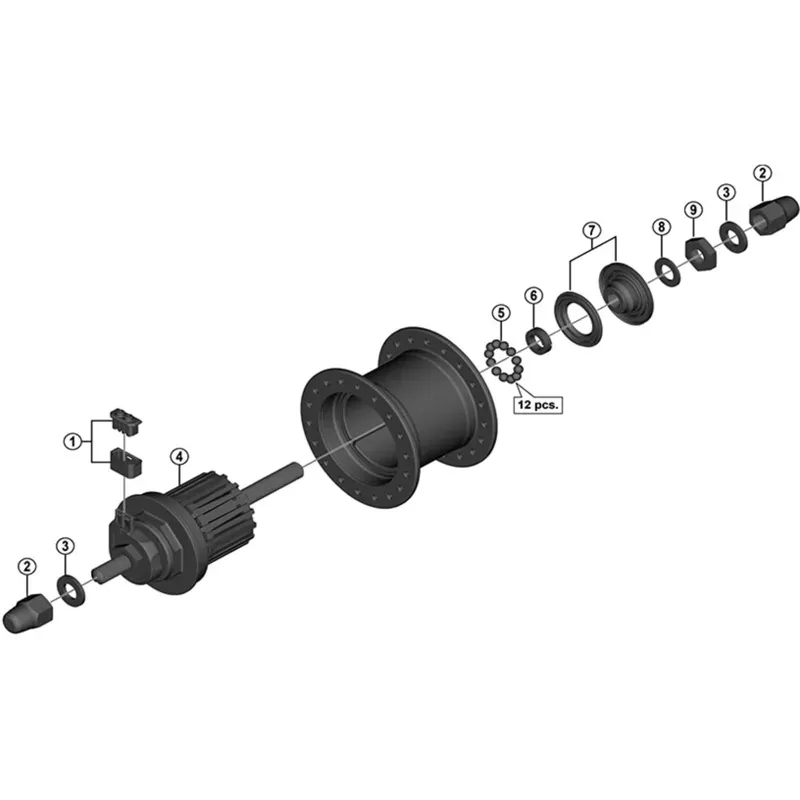 Shimano SPRE Nexus HBIM40 FR Cap Nutm9 Black one size