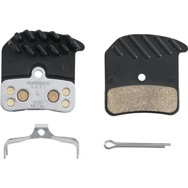 Shimano H03C MF disc pads and spring- metal sintered- alloy stainless back- cooling fins
