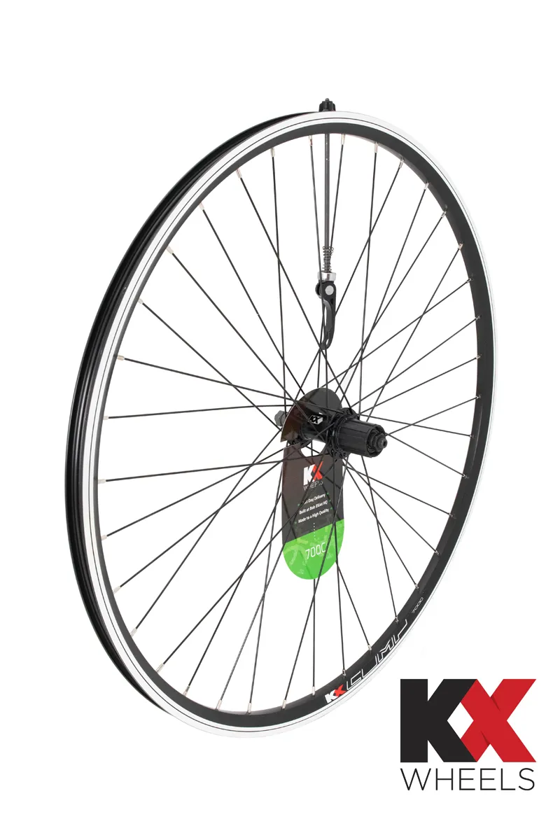 KX Hybrid 700C Doublewall QR Cassette Rim Brake Rear Wheel in Black