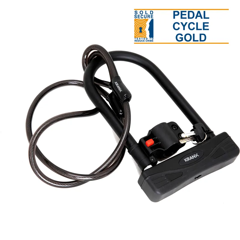 KranX Citadel Plus 270mm U-Lock With Security Cable. GOLD Sold Secure-1