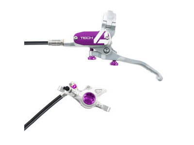 Hope Tech Tech 4 X2 - No Rotor Right Silver/Purple  click to zoom image