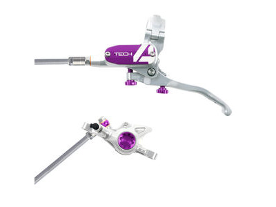Hope Tech Tech 4 X2 - No Rotor Right Silver/Purple  click to zoom image