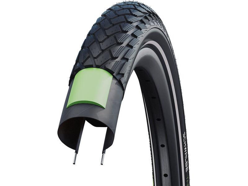Schwalbe Green Marathon City/Touring Tyre in Black/Reflex (Wired) 26 x 2.00" E50 click to zoom image