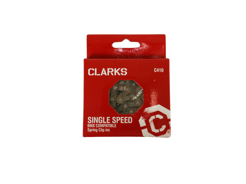 Clarks BMX/Freestyle/Fixie/Track Single Speed Chain 1/2x1/8 X112 Links Spring Clip Inc. click to zoom image